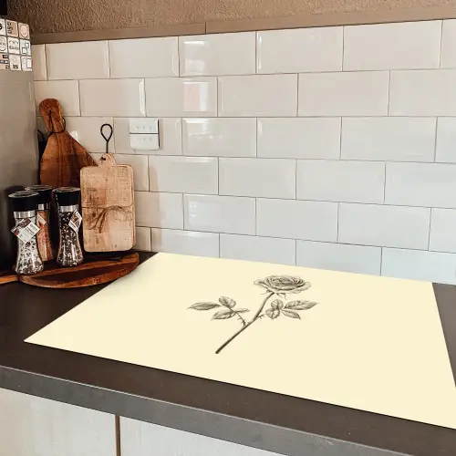 Illustratie - Zwart - Roos Inductie beschermer vinyl 3mm klein -sfeer3
