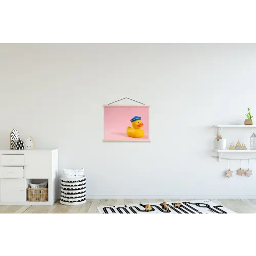 Matroos - Eend - Roze textielposter latten blank klein -kinderkamer