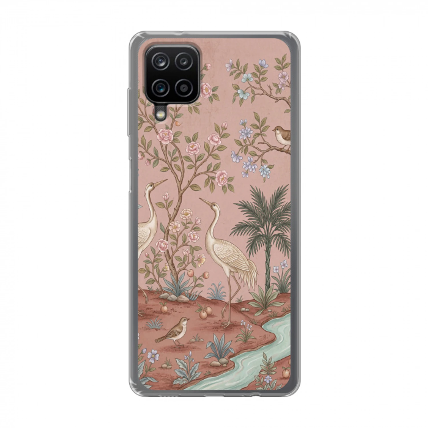 Nostalgisch - Reigers - Roze Telefoonhoesje Samsung Galaxy A12 klein -3d
