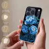 Bloemen - Zwart - Blauw - Modern Telefoonhoesje iPhone 17 Pro klein -sfeer3_NL