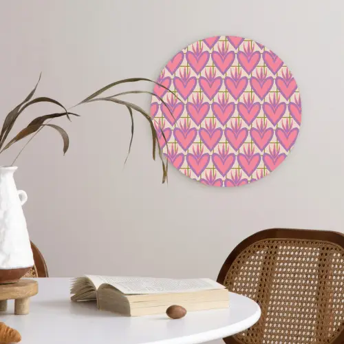 Patroon - Roze - Hartjes Wandcirkel plexiglas klein 852 -sfeer4