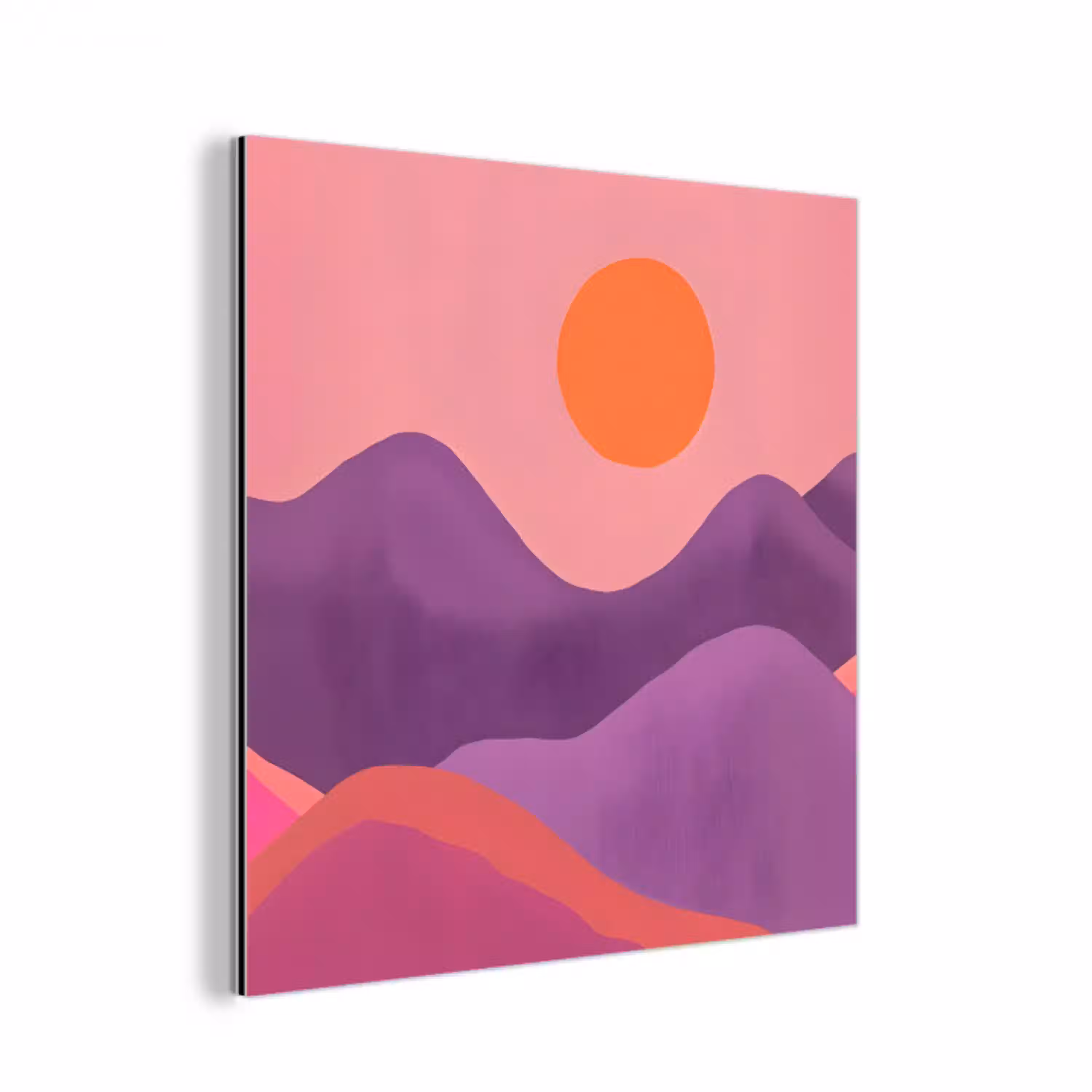 Zon - Heuvels - Paars - Abstract aluminium wit klein -3d