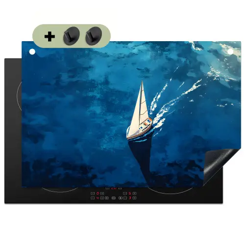 Zeilboot - Water - Abstract - Schaduw Inductie beschemer met haakjes klein -3d