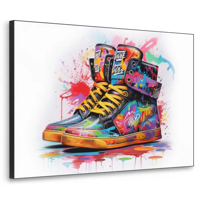 Schoenen - Graffiti - Wit - Kleuren Textielframe zwart klein -3d