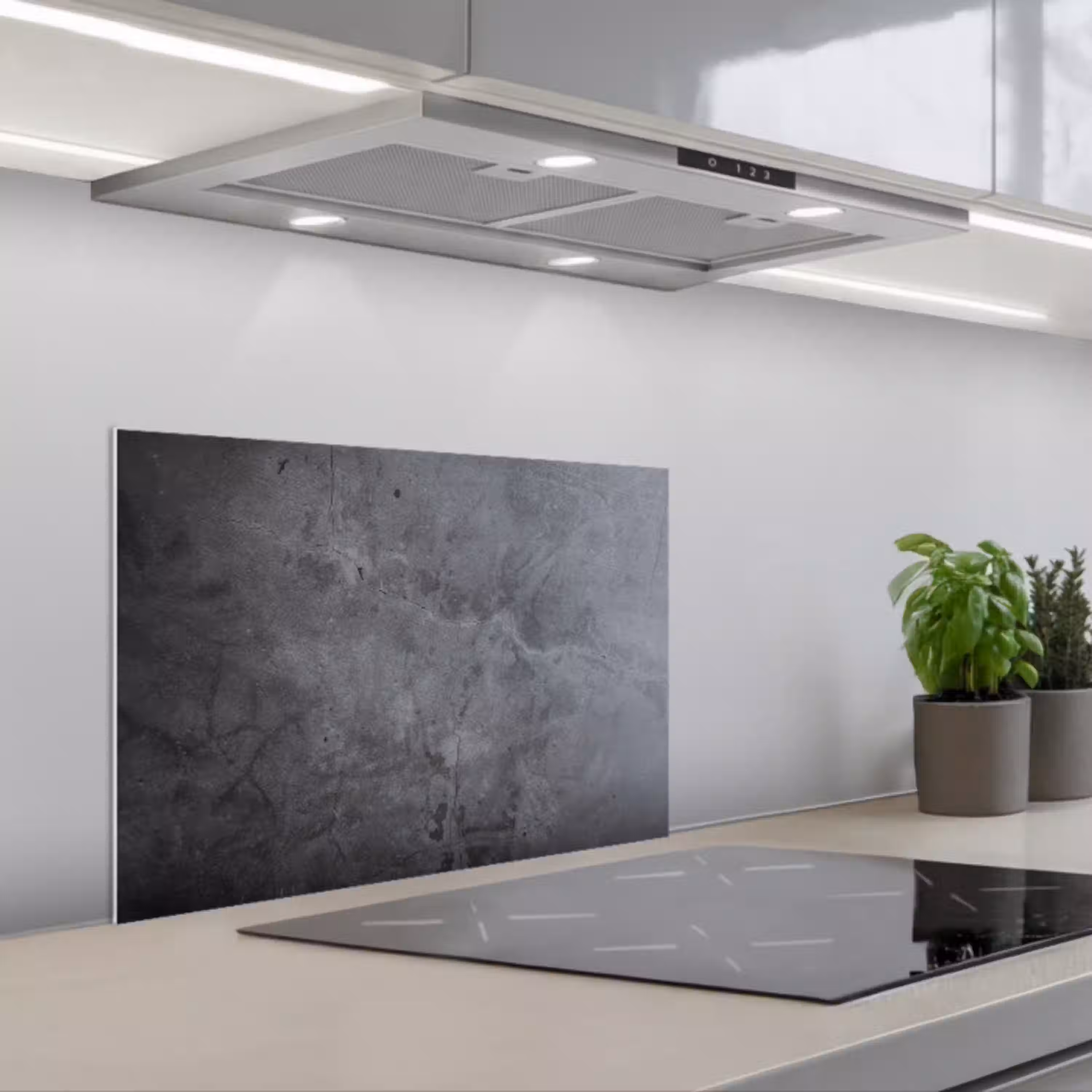 Industrieel - Beton - Grijs - Leisteen - Retro keuken achterwand spatscherm klein -3d_schuin