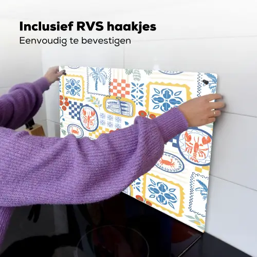 Zee - Sfeer - Tomaat -  Mozaïek Inductie beschemer met haakjes klein 777 -ky-ophangen-nl