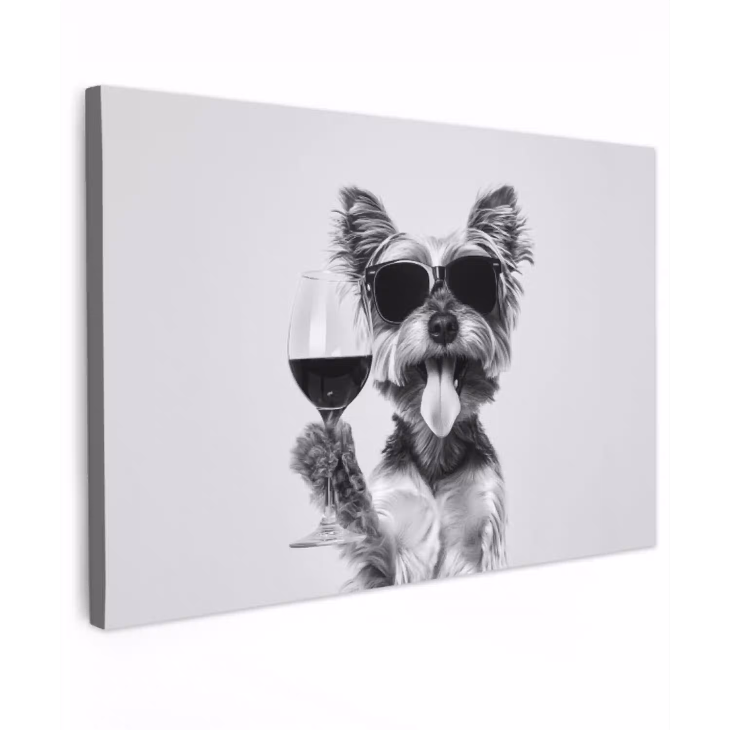 Hondje - Wijnglas - Zonnebril - Enthousiast canvas 2cm klein -z3d