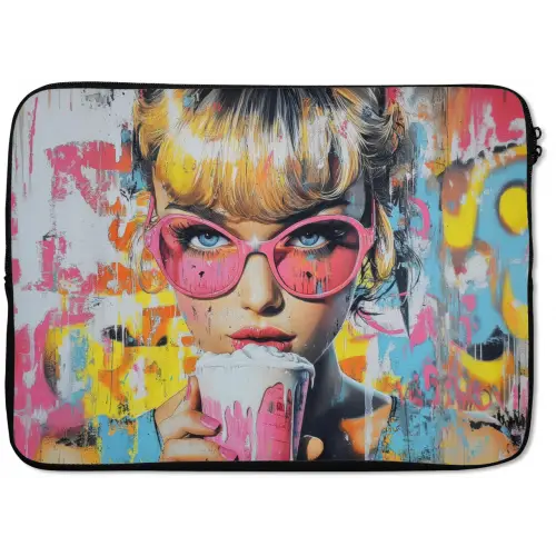 Expressief - Milkshake - Vrouw - Felle kleuren laptophoes neopreen klein -zkaufland3dotto