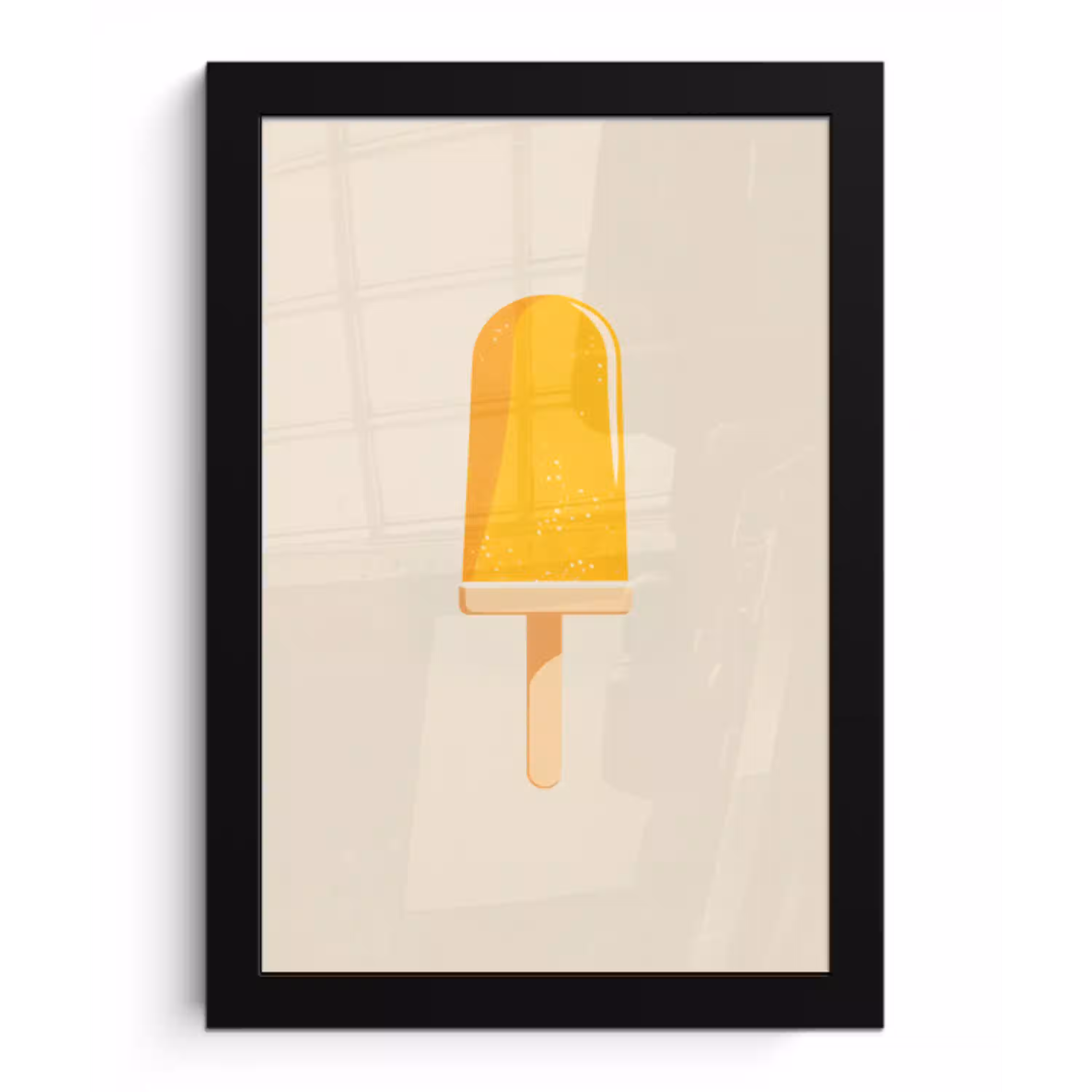 Oranje - Stokje - Waterijsje fotolijst zwart zonder passe partout klein -3d