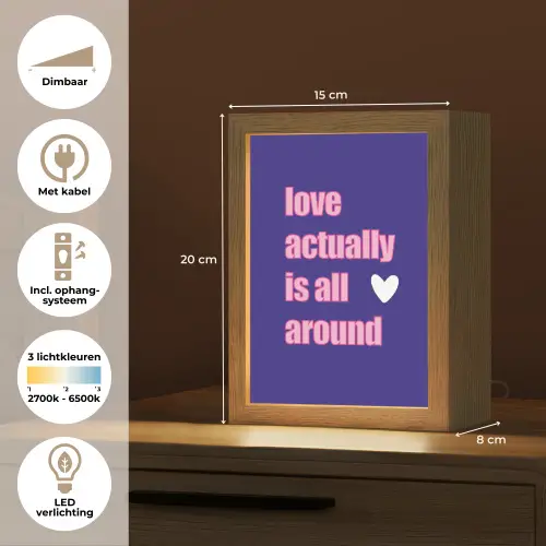 Tekst - Valentijn - Love - Blauw Light Box met kabel (Tafellamp) klein -USP_NL