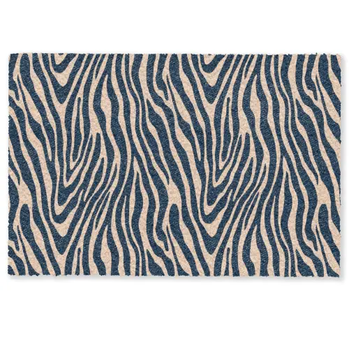 Zebra - Patroon - Blauw - Beige Deurmat klein 898 -zkaufland3d