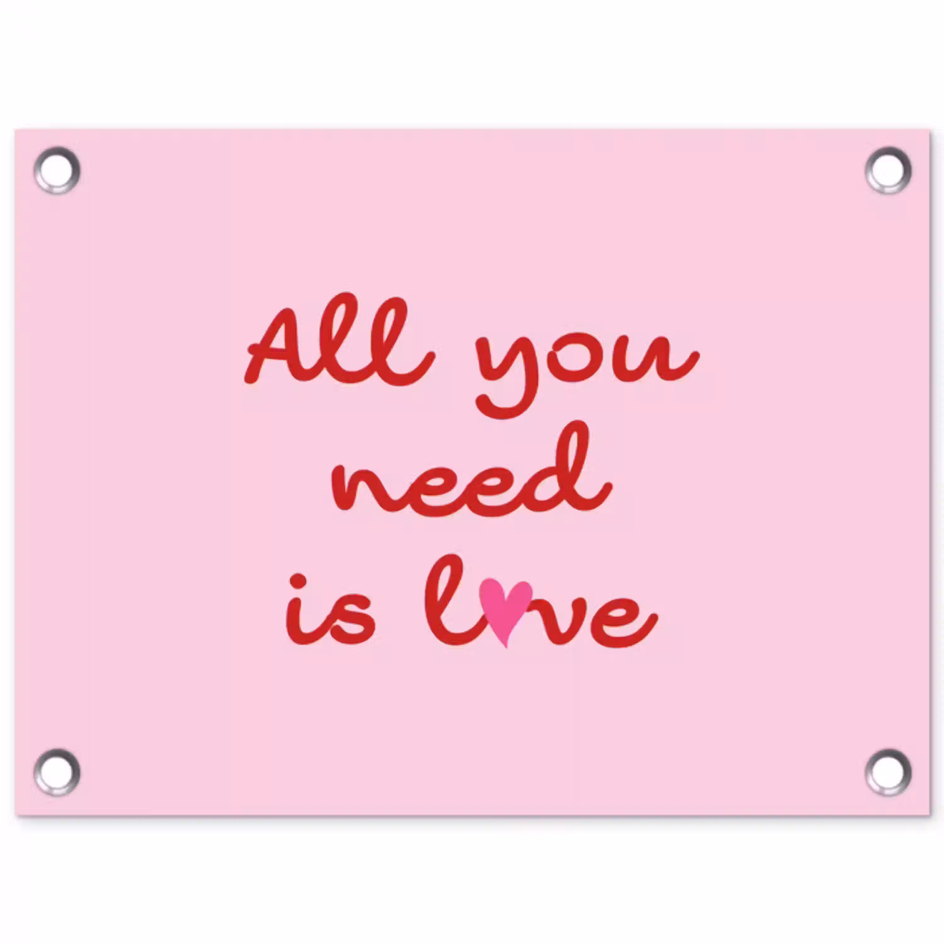 Tekst - Roze - Love - Hart tuinposter los doek klein -3d
