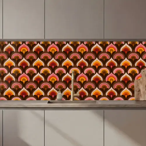 Patroon - Retro - Kleurrijk keuken achterwand 2 middel 871 zz_3dshopping