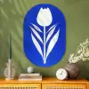 Tulp - Minimalistisch - Bladeren - Wit Wandcirkel Ovaal Glas middel -sfeer2