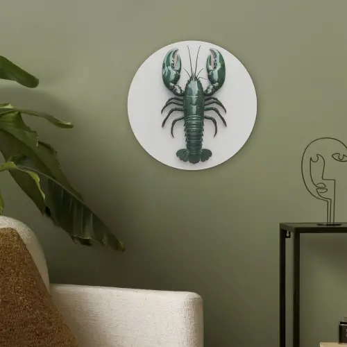 Kreeft - Glossier - Groen - Wit Akoestische PET Vilt - Rond klein -sfeer2