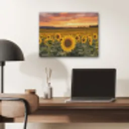 Zonnebloemen - Heuvellandschap - Geel PET vilt klein -sfeer5