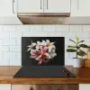 Bloemen - Roze - Zwart - Flora - Botanisch keuken achterwand spatscherm klein -sfeer2
