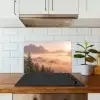 Zonlicht - Mist - Bergen - Bomen keuken achterwand spatscherm klein -sfeer2