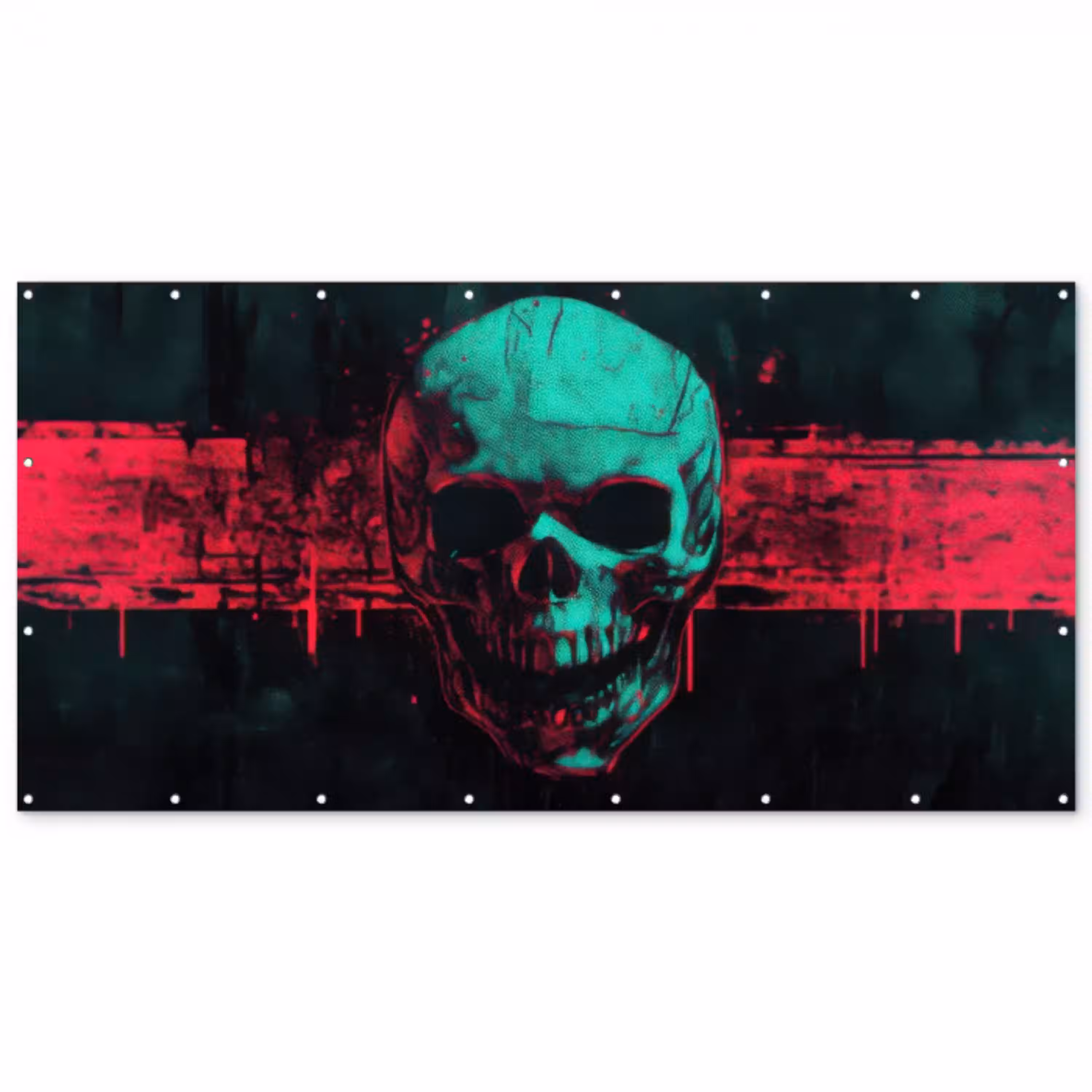 Schedel - Cyberpunk - Neon Rood Balkonbeschermer Duitsland klein -zz_3d