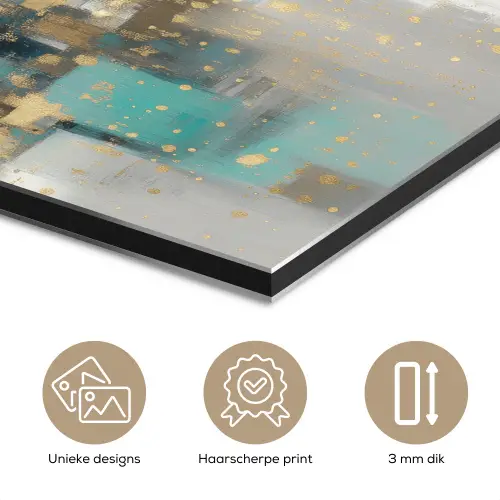 Abstract - Blokken - Goud - Skyline aluminium wit klein -closeup_NL