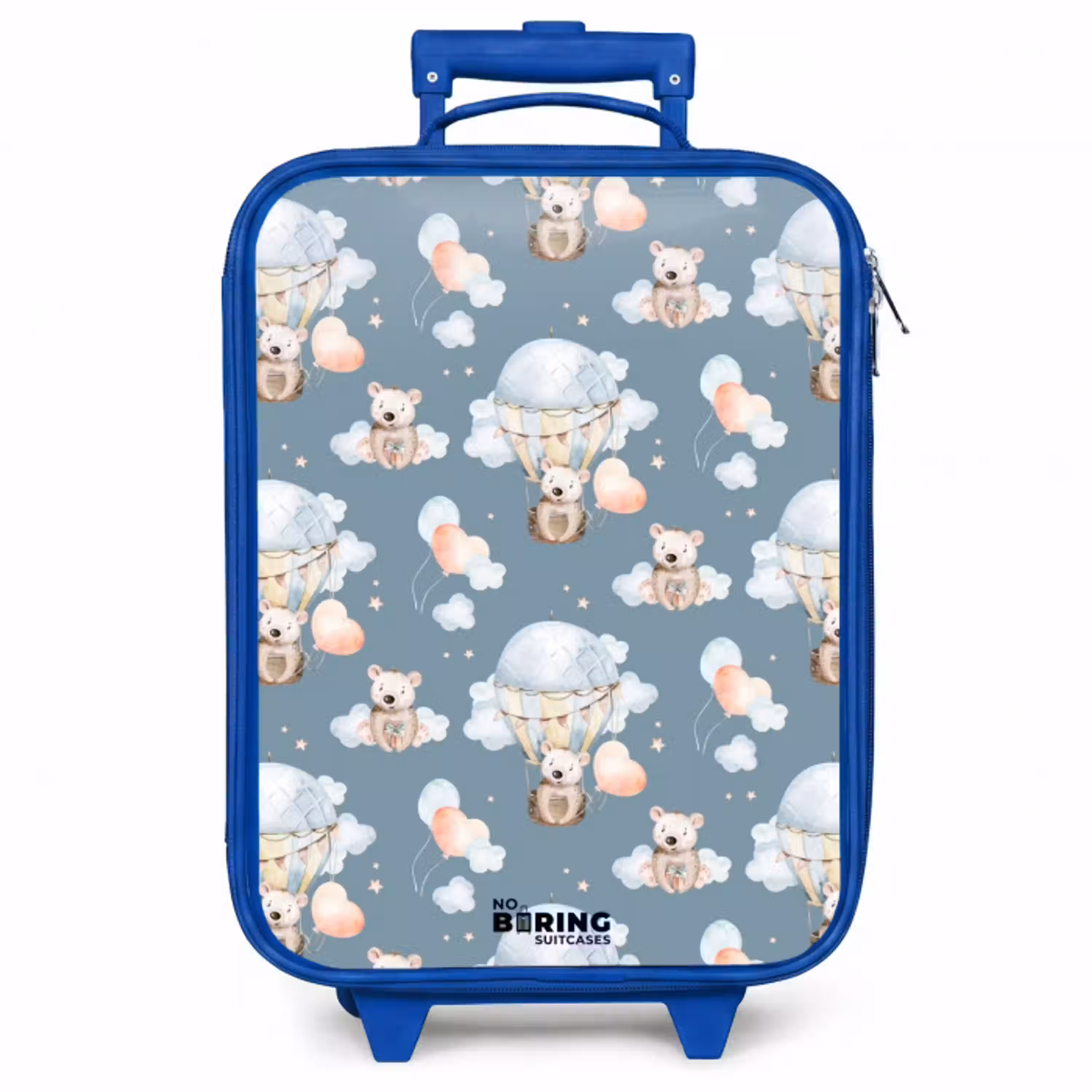 Beertjes in luchtballonnen tussen wolken en ballonnen Kinderkoffer - Blauw klein -zzz_website3d