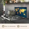 Wereldkaart - Goud - Donkerblauw keuken achterwand spatscherm klein -usp_NL