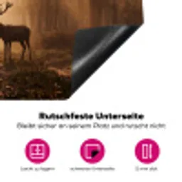Hert - Bos - Mistig - Natuur - Goud Inductie beschermer vinyl 3mm klein -zzzzzzz-lf-onderkant