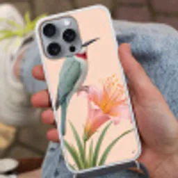 Vogel - Bloem - Natuur - Roze Hoesje iPhone 16 Pro Max met koord klein -sfeer3