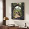Doorkijk - Landschap - Bloemen - Rozenboog - Natuur Textielframe zwart klein -sfeer3