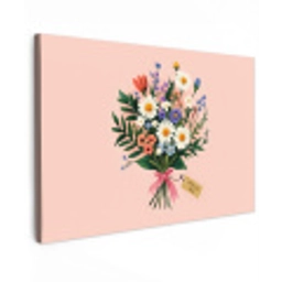 Margrieten - Boeket - Strikje - Roze Tuinposter op houten frame 2 cm dik klein -3d