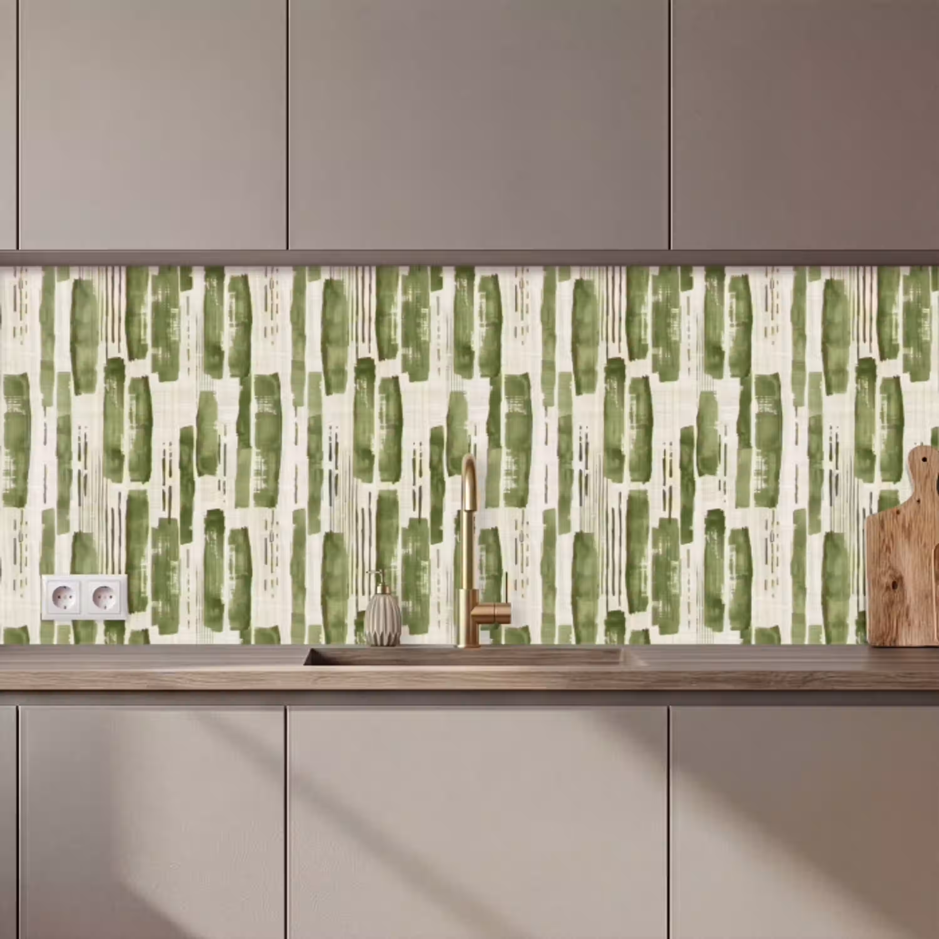 Groen - Abstract - Penseelstreken - Linnen - Patroon keuken achterwand 2 middel 871 zz_3dshopping