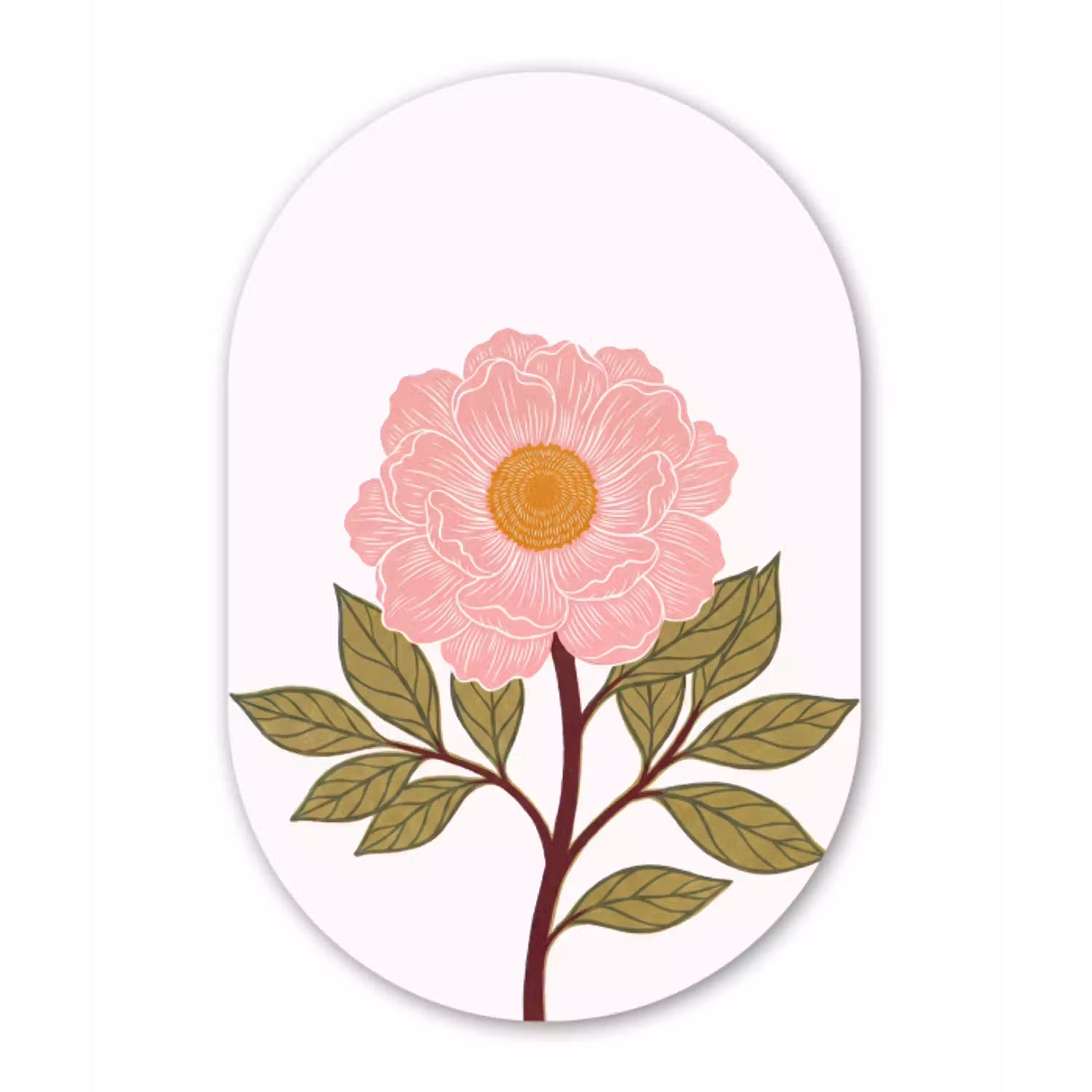 Bloemen - Roze - Illustratie Wandcirkel Ovaal Glas middel -3d