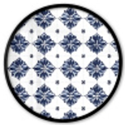 Tegelmotief - Blauw - Wit - Bloem Fotolijst rond zonder passe partout klein 856 -3d