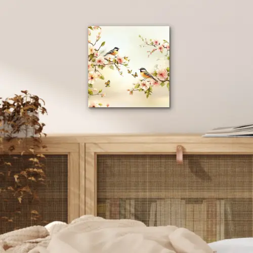 Takken - Bloemen - Vogeltjes - Roze aluminium wit klein -sfeer3