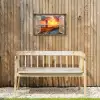 Doorkijk - Raam - Vuurtoren - Zonsondergang - Strand Tuinposter op houten frame 2 cm dik klein -sfeer4