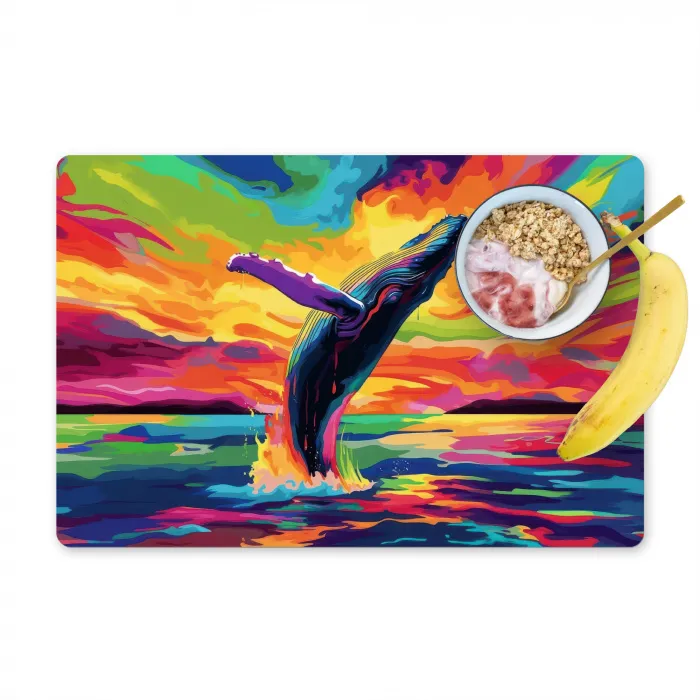 Zonsondergang - Walvis - Geschilderd - Kleurrijk Placemat vinyl groot -zzzproduct_Kitchenyeah-website