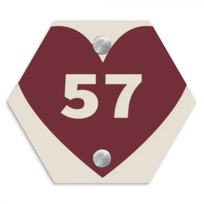 Rood hart - Traditioneel Naambord Hexagon klein -3d