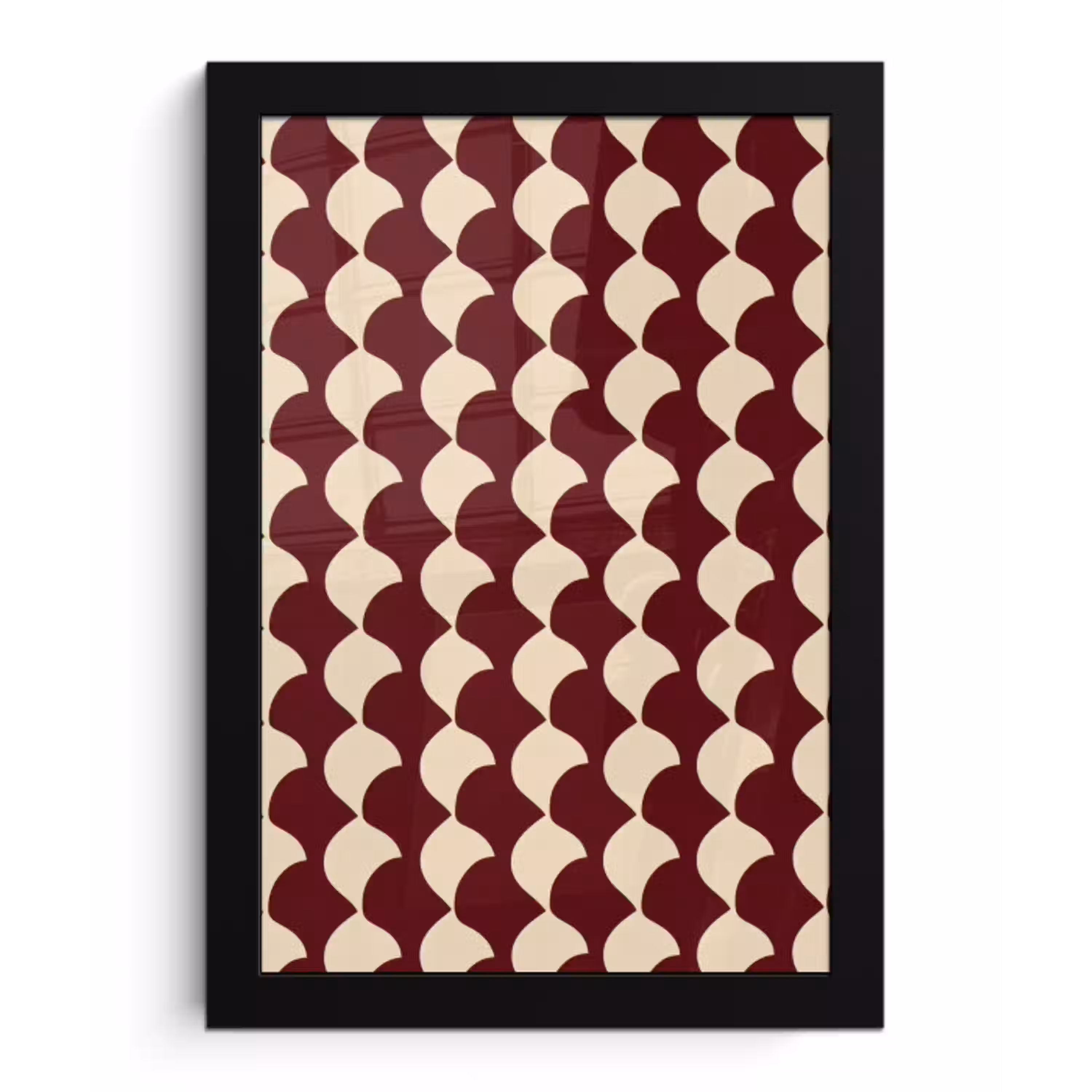 Rood - Tegelpatroon - Crème fotolijst zwart zonder passe partout klein 224 -3d