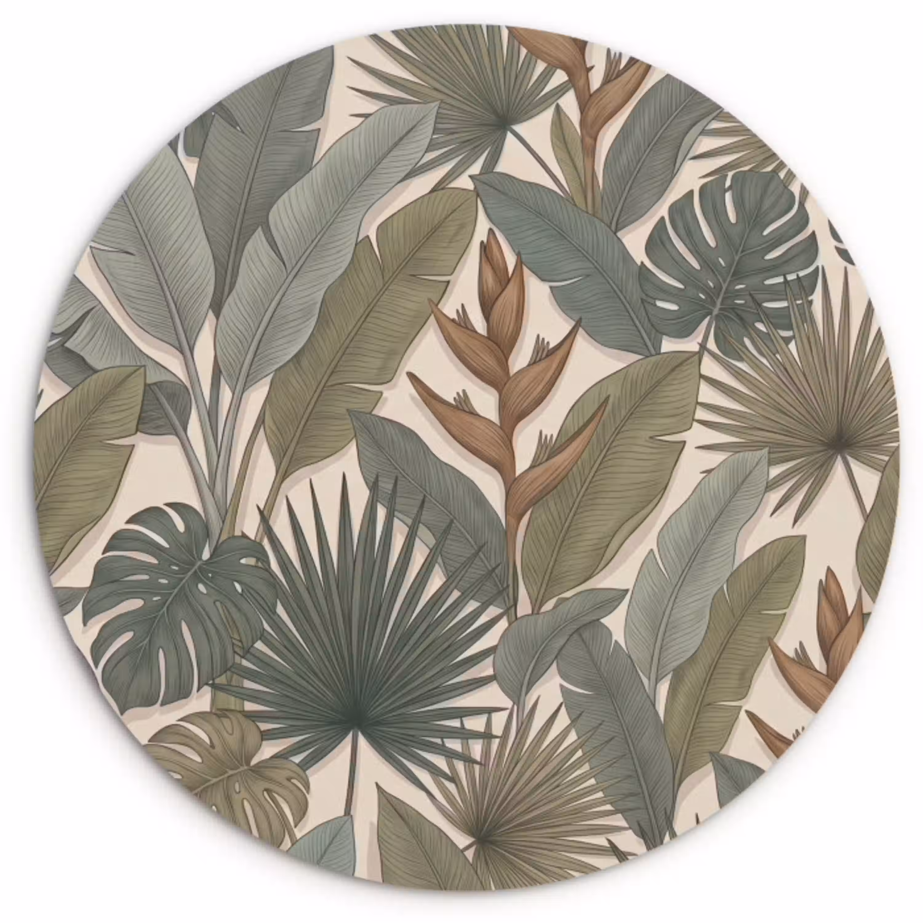 Planten - Tropisch - Natuur - Illustratie - Groen Wandcirkel kunststof plaat 5mm dik klein -3d