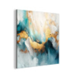 Abstract - Kunst - Gold - Blauw aluminium wit klein -3d