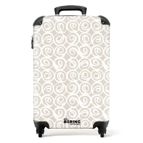 Witte krullen op taupe achtergrond NBS - Handbagage koffer - Volwassenen Unisex middel -productfoto_recht