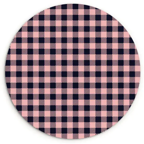 Plaid - Patroon - Roze - Zwart Wandcirkel kunststof plaat 5mm dik klein 188 -3d