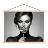Vrouw - Lolly - Zwart textielposter latten blank klein -3d