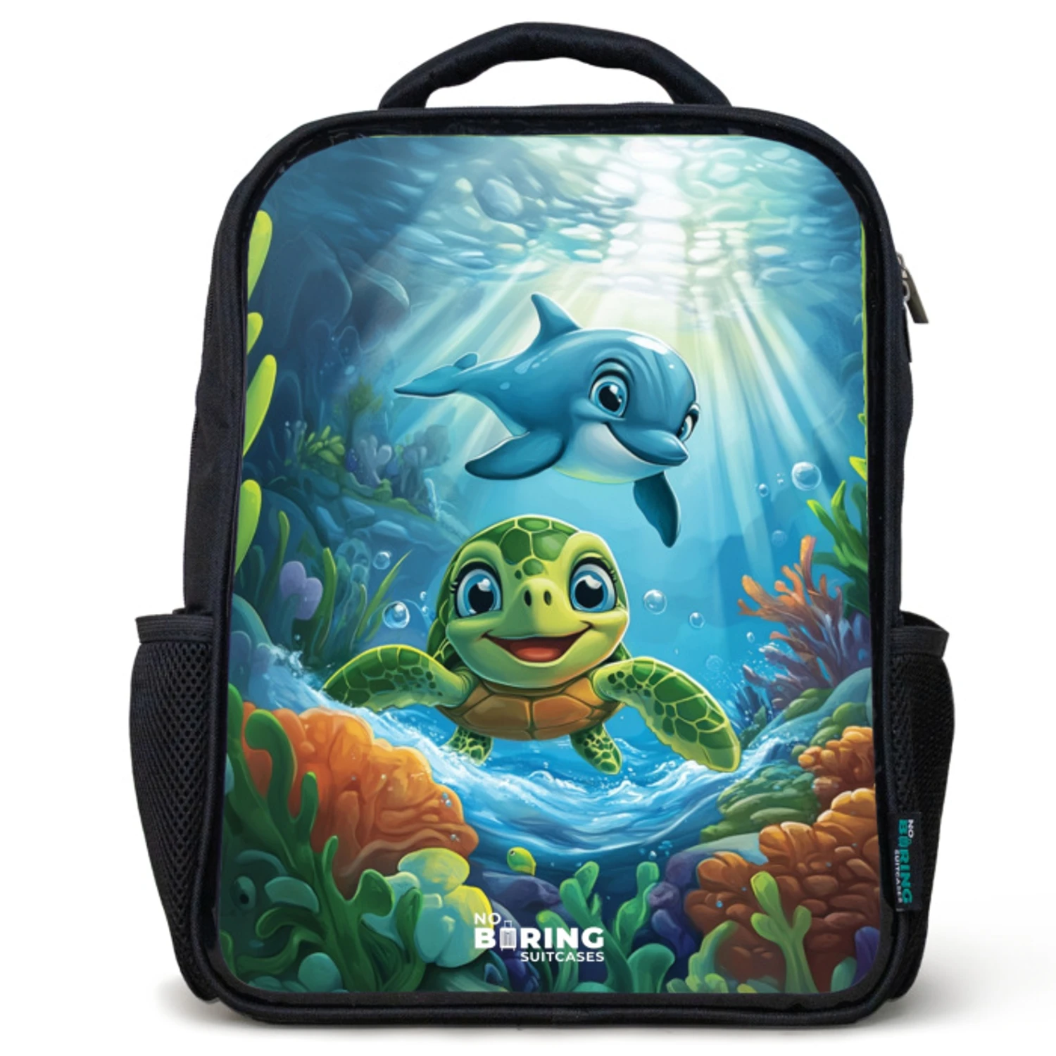 Kids backpack Turtle and dolphin in blue ocean | Water-resistant ...