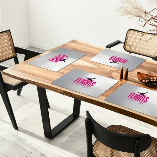Catch flights not feelings - Vliegtuig - Roze Placemat vinyl groot -zzsfeer4_Kitchenyeah-website