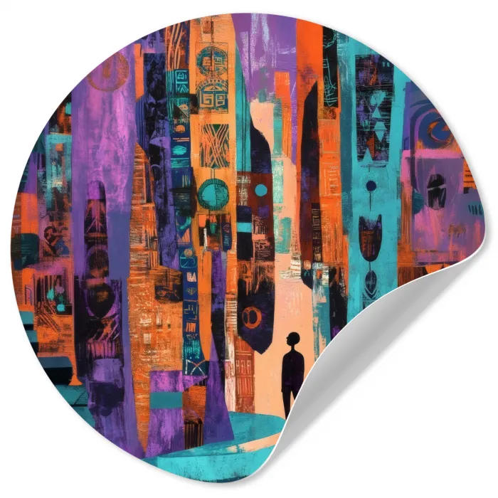 Abstract - Figuren - Kleurrijk Wandcirkel behangsticker klein -3d