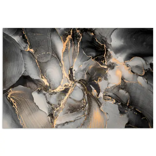 Grijs - Luxe  - Goud - Marmer poster papier klein -3d