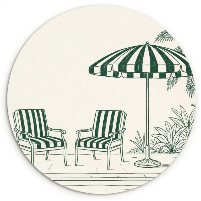 Terras - Illustratie - Groen Wandcirkel kunststof plaat 5mm dik klein -3d