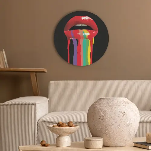Lippen - Kleuren - Zwart Akoestische PET Vilt - Rond klein -sfeer1