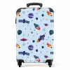 Ruimtevaart en buitenaards patroon op lichtblauw NBS - Handbagage koffer - Kinderen Unisex middel -productfoto_recht